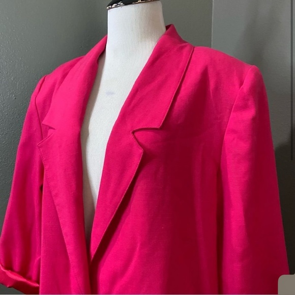 Radcliffe Vintage Fuchsia Hot Pink size 12 Single Button Oversized Blazer Jacket - Picture 2 of 8